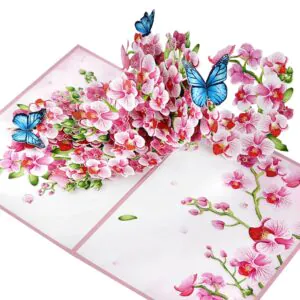 3D Přání - Orchidej a motýly