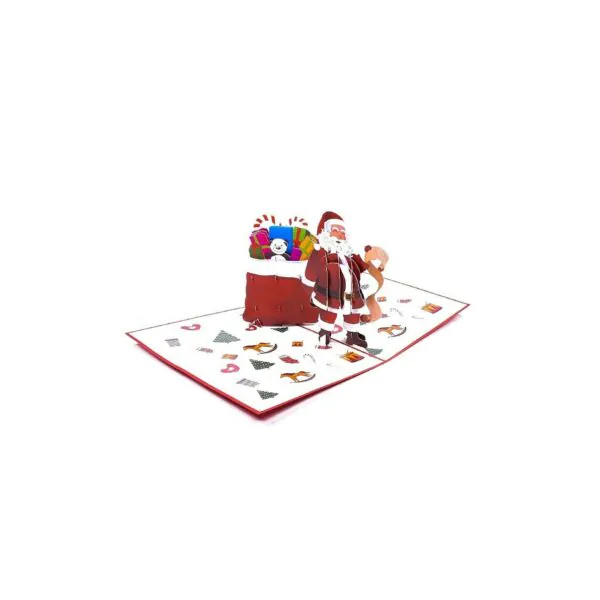3D Přání - Santa s taškou dárků