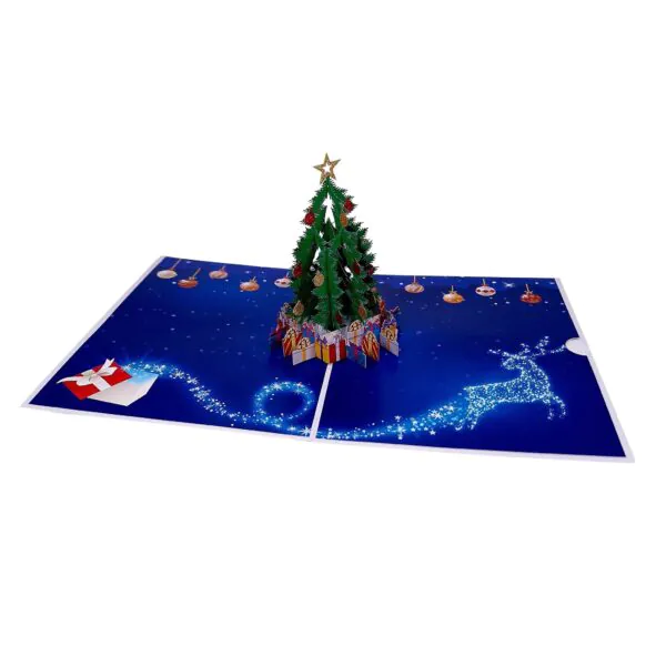 3D Přání - Vánoční stromek se zlatou hvězdou